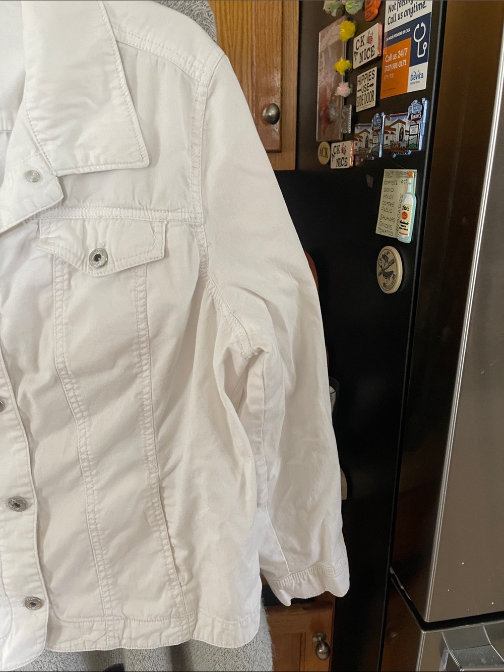 Coral Bay White Denim Jacket with Button-Front XL white - Picture 5 of 9